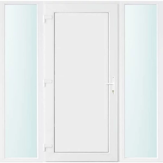 Műanyag bejárati ajtó 180x210 balos Delaware tömör 2 rétegű üveggel és hőszigetelt panellel 5 kamrás fehér