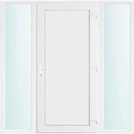 Műanyag bejárati ajtó 180x210 jobbos Delaware tömör 2 rétegű üveggel és hőszigetelt panellel 5 kamrás fehér