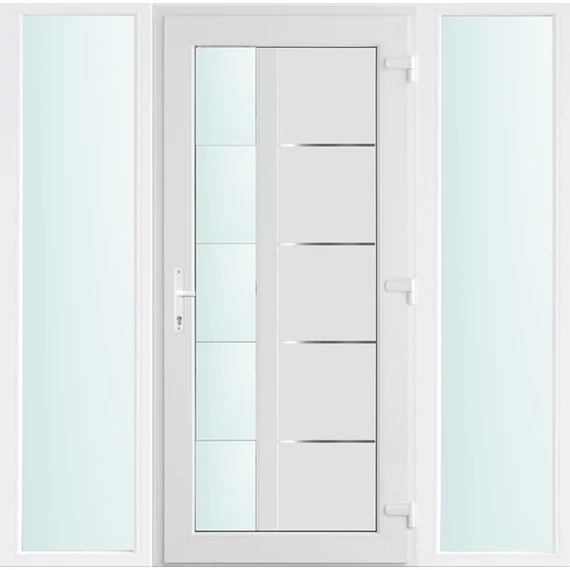 Műanyag bejárati ajtó 180x210 jobbos Indiana 1 üveges 2 rétegű üveggel és hőszigetelt panellel 5 kamrás fehér