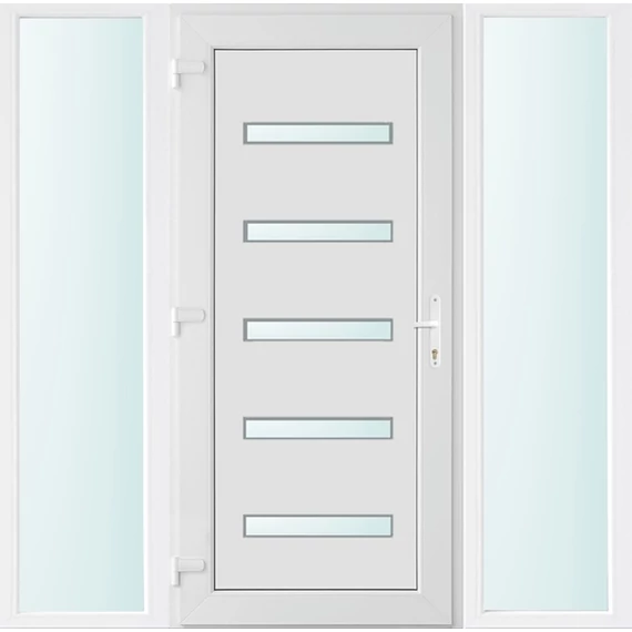 Műanyag bejárati ajtó 180x210 balos Jacksonville 5 üveges 2 rétegű üveggel és hőszigetelt panellel 5 kamrás fehér
