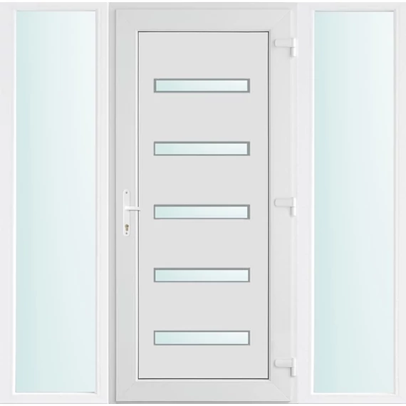 Műanyag bejárati ajtó 180x210 jobbos Jacksonville 5 üveges 2 rétegű üveggel és hőszigetelt panellel 5 kamrás fehér