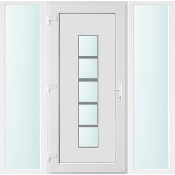 Műanyag bejárati ajtó 180x210 balos Maryland 1 üveges 2 rétegű üveggel és hőszigetelt panellel 5 kamrás fehér