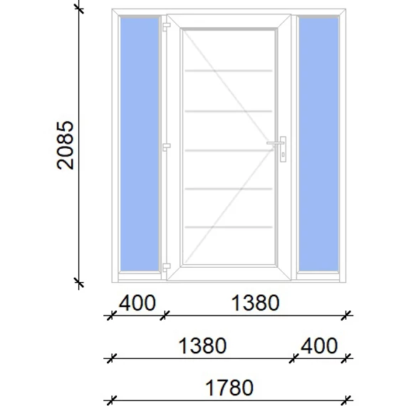Műanyag bejárati ajtó 180x210 balos Norfolk tömör 2 rétegű üveggel, 5 kamrás fehér