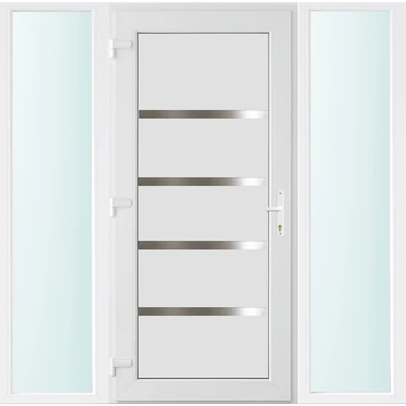 Műanyag bejárati ajtó 180x210 balos Norfolk tömör 2 rétegű üveggel és hőszigetelt panellel 5 kamrás fehér