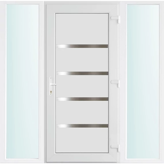 Műanyag bejárati ajtó 180x210 jobbos Norfolk tömör 3 rétegű üveggel és hőszigetelt panellel 5 kamrás fehér