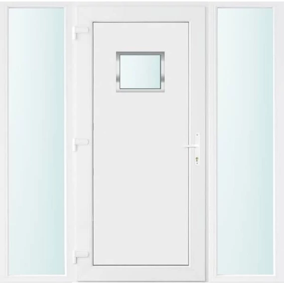 Műanyag bejárati ajtó 180x210 balos Washington 1 üveges 2 rétegű üveggel és hőszigetelt panellel 5 kamrás fehér