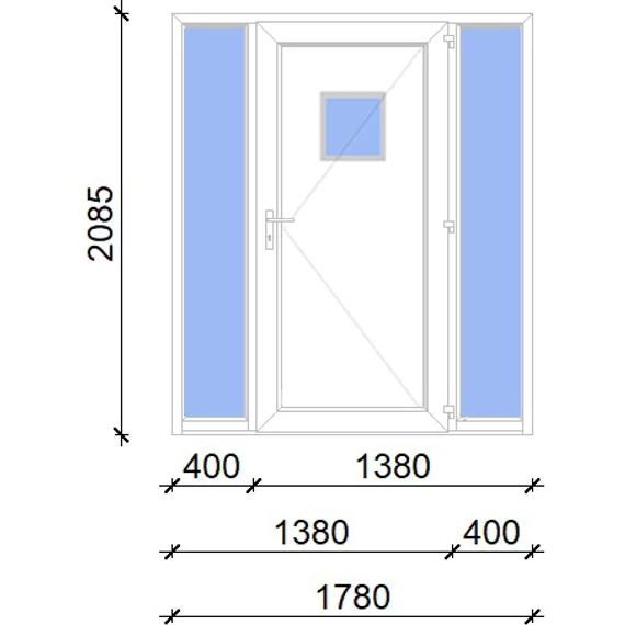 Műanyag bejárati ajtó 180x210 jobbos Washington 1 üveges 2 rétegű üveggel, 5 kamrás fehér