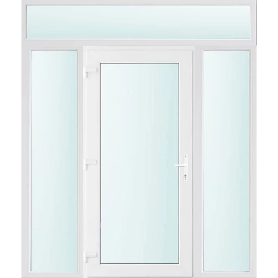 Műanyag bejárati ajtó 180x240 balos Baltimore üveges 2 rétegű üveggel és hőszigetelt panellel 5 kamrás fehér