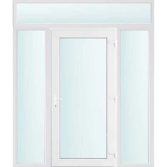 Műanyag bejárati ajtó 180x240 jobbos Baltimore üveges 2 rétegű üveggel és hőszigetelt panellel 5 kamrás fehér