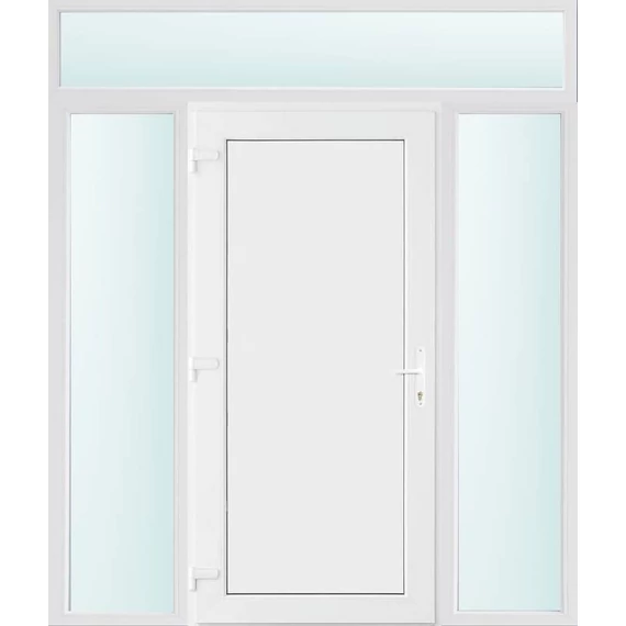 Műanyag bejárati ajtó 180x240 balos Delaware tömör 2 rétegű üveggel és hőszigetelt panellel 5 kamrás fehér