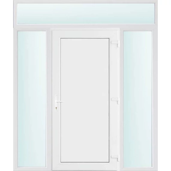 Műanyag bejárati ajtó 180x240 jobbos Delaware tömör 2 rétegű üveggel és hőszigetelt panellel 5 kamrás fehér