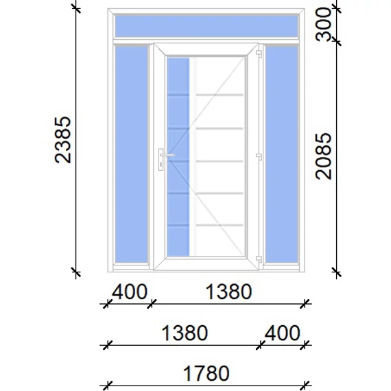 Műanyag bejárati ajtó 180x240 jobbos Indiana 1 üveges 2 rétegű üveggel, 5 kamrás fehér