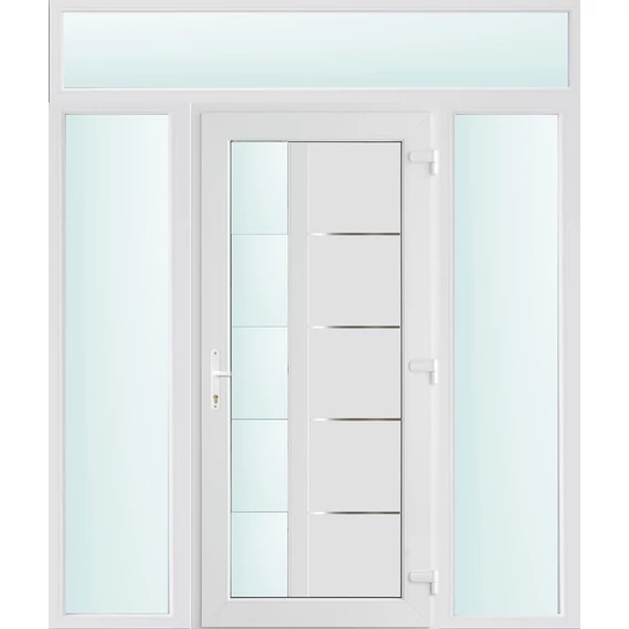 Műanyag bejárati ajtó 180x240 jobbos Indiana 1 üveges 2 rétegű üveggel és hőszigetelt panellel 5 kamrás fehér