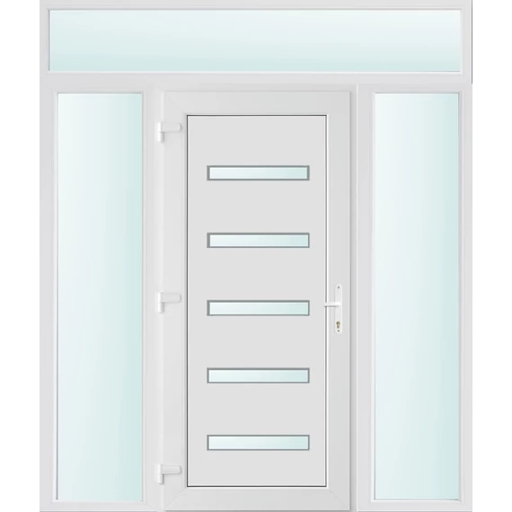 Műanyag bejárati ajtó 180x240 balos Jacksonville 5 üveges 2 rétegű üveggel és hőszigetelt panellel 5 kamrás fehér