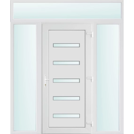 Műanyag bejárati ajtó 180x240 jobbos Jacksonville 5 üveges 2 rétegű üveggel és hőszigetelt panellel 5 kamrás fehér