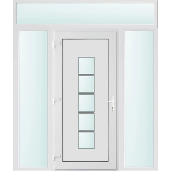 Műanyag bejárati ajtó 180x240 balos Maryland 1 üveges 2 rétegű üveggel és hőszigetelt panellel 5 kamrás fehér