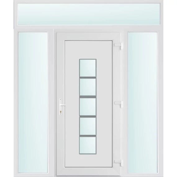Műanyag bejárati ajtó 180x240 jobbos Maryland 1 üveges 2 rétegű üveggel és hőszigetelt panellel 5 kamrás fehér
