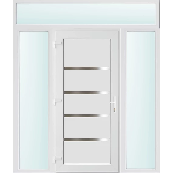 Műanyag bejárati ajtó 180x240 balos Norfolk tömör 2 rétegű üveggel és hőszigetelt panellel 5 kamrás fehér