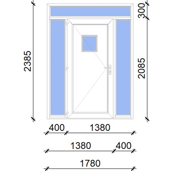 Műanyag bejárati ajtó 180x240 balos Washington 1 üveges 2 rétegű üveggel, 5 kamrás fehér