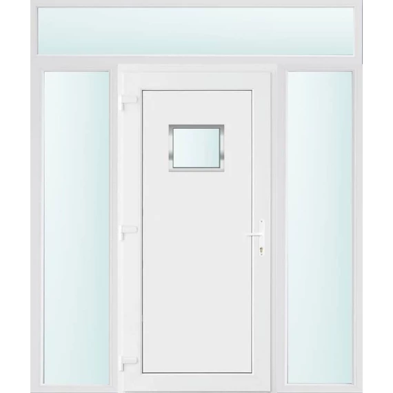 Műanyag bejárati ajtó 180x240 balos Washington 1 üveges 2 rétegű üveggel és hőszigetelt panellel 5 kamrás fehér