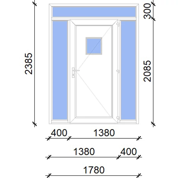 Műanyag bejárati ajtó 180x240 jobbos Washington 1 üveges 2 rétegű üveggel, 5 kamrás fehér