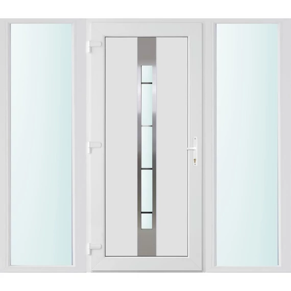 Műanyag bejárati ajtó 200x210 balos Manhattan 1 üveges 3 rétegű üveggel és hőszigetelt panellel 5 kamrás fehér