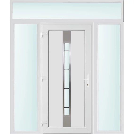 Műanyag bejárati ajtó 200x240 balos Manhattan 1 üveges 3 rétegű üveggel és hőszigetelt panellel 5 kamrás fehér