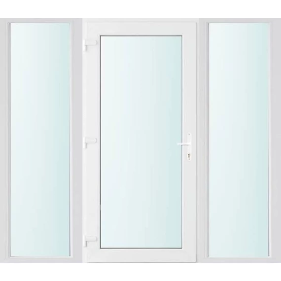 Műanyag bejárati ajtó 200x210 balos Baltimore üveges 2 rétegű üveggel és hőszigetelt panellel 5 kamrás fehér