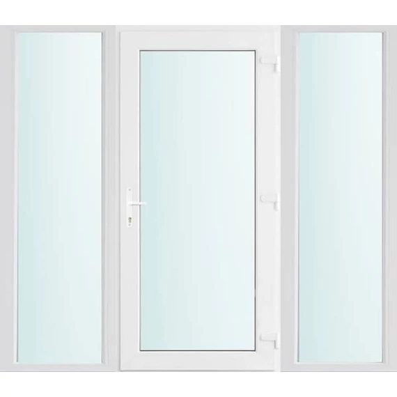 Műanyag bejárati ajtó 200x210 jobbos Baltimore üveges 2 rétegű üveggel és hőszigetelt panellel 5 kamrás fehér