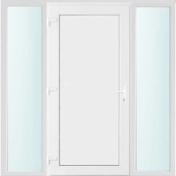 Műanyag bejárati ajtó 200x210 balos Delaware tömör 2 rétegű üveggel és hőszigetelt panellel 5 kamrás fehér