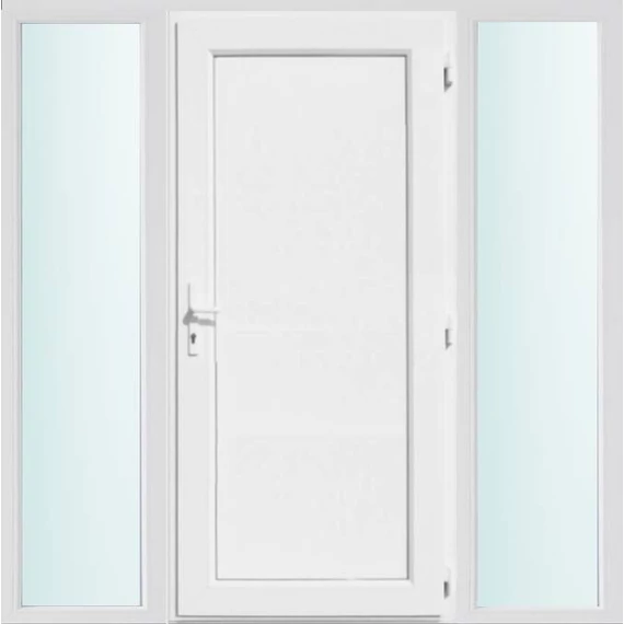 Műanyag bejárati ajtó 200x210 jobbos Delaware tömör 2 rétegű üveggel és hőszigetelt panellel 5 kamrás fehér