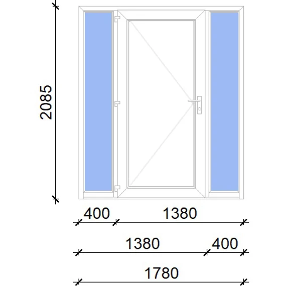Műanyag bejárati ajtó 200x210 balos Delaware tömör 2 rétegű üveggel, 5 kamrás fehér