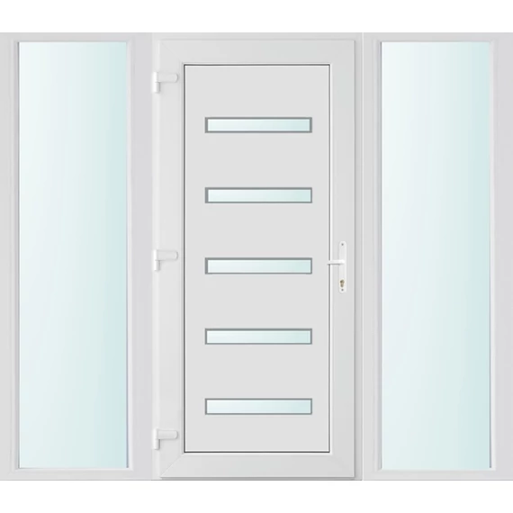 Műanyag bejárati ajtó 200x210 balos Jacksonville 5 üveges 2 rétegű üveggel és hőszigetelt panellel 5 kamrás fehér