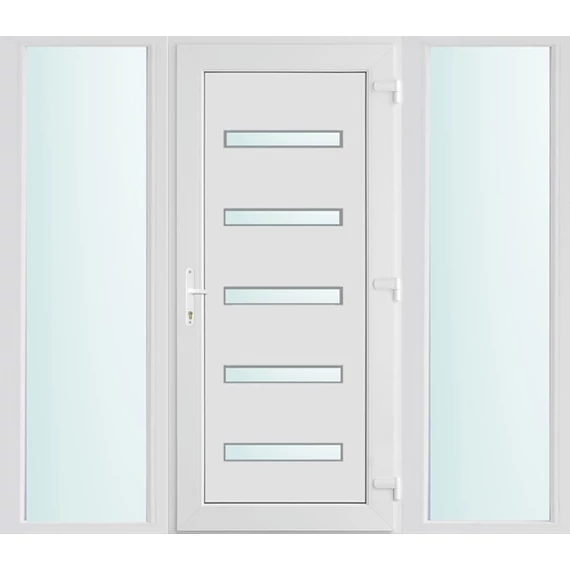 Műanyag bejárati ajtó 200x210 jobbos Jacksonville 5 üveges 2 rétegű üveggel és hőszigetelt panellel 5 kamrás fehér