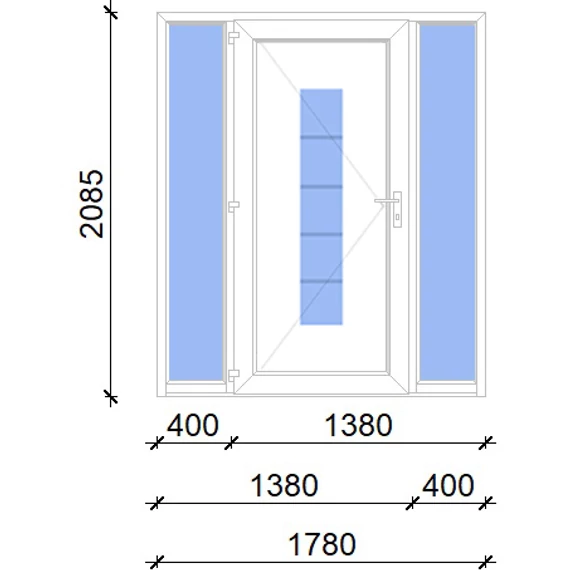 Műanyag bejárati ajtó 200x210 balos Maryland 1 üveges 2 rétegű üveggel, 5 kamrás fehér