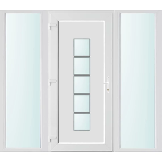 Műanyag bejárati ajtó 200x210 balos Maryland 1 üveges 2 rétegű üveggel és hőszigetelt panellel 5 kamrás fehér