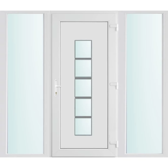 Műanyag bejárati ajtó 200x210 jobbos Maryland 1 üveges 2 rétegű üveggel és hőszigetelt panellel 5 kamrás fehér