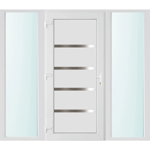 Műanyag bejárati ajtó 200x210 balos Norfolk tömör 3 rétegű üveggel és hőszigetelt panellel 5 kamrás fehér