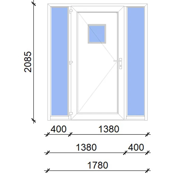 Műanyag bejárati ajtó 200x210 balos Washington 1 üveges 2 rétegű üveggel, 5 kamrás fehér