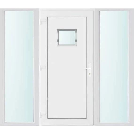 Műanyag bejárati ajtó 200x210 balos Washington 1 üveges 2 rétegű üveggel és hőszigetelt panellel 5 kamrás fehér