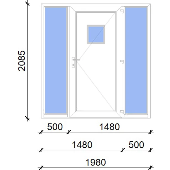 Műanyag bejárati ajtó 200x210 jobbos Washington 1 üveges 2 rétegű üveggel, 5 kamrás fehér