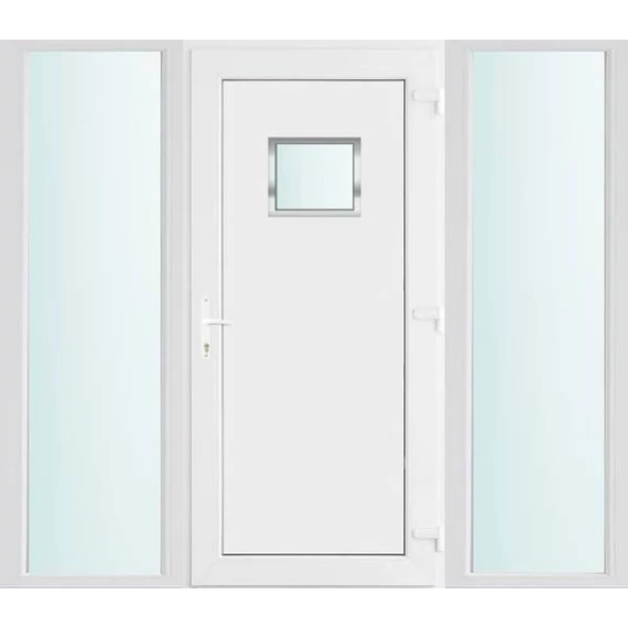 Műanyag bejárati ajtó 200x210 jobbos Washington 1 üveges 2 rétegű üveggel és hőszigetelt panellel 5 kamrás fehér