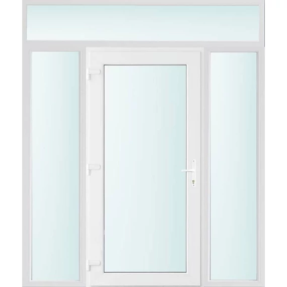 Műanyag bejárati ajtó 200x240 balos Baltimore üveges 2 rétegű üveggel és hőszigetelt panellel 5 kamrás fehér