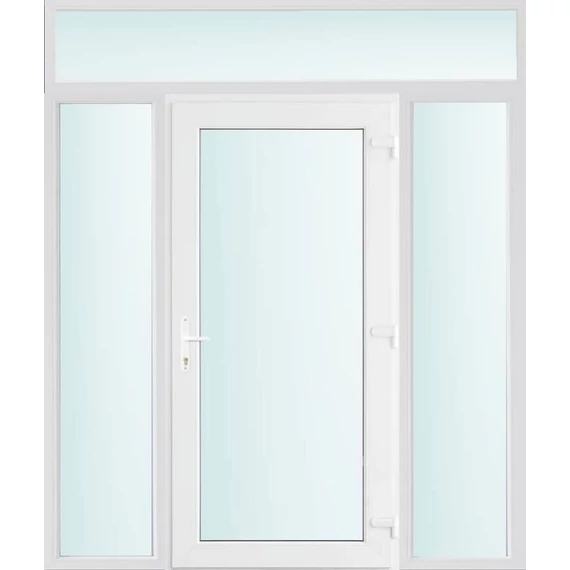 Műanyag bejárati ajtó 200x240 jobbos Baltimore üveges 2 rétegű üveggel és hőszigetelt panellel 5 kamrás fehér