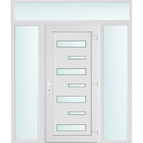 Műanyag bejárati ajtó 200x240 jobbos Georgia 7 üveges 2 rétegű üveggel és hőszigetelt panellel 5 kamrás fehér