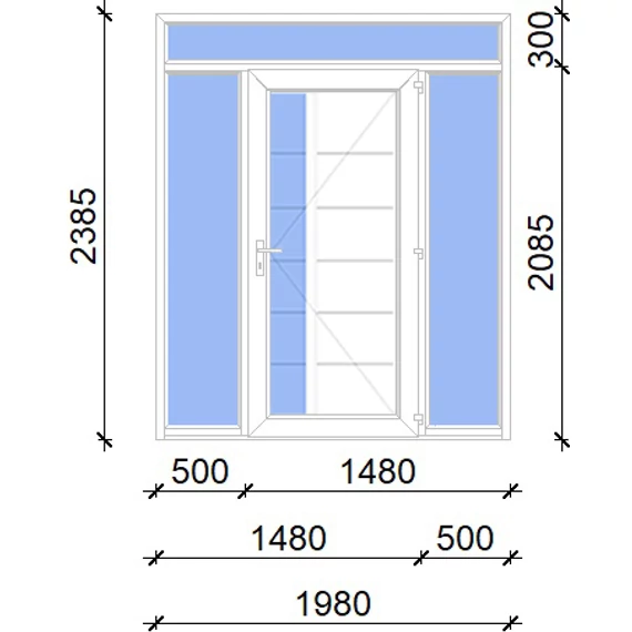 Műanyag bejárati ajtó 200x240 jobbos Indiana 1 üveges 2 rétegű üveggel, 5 kamrás fehér
