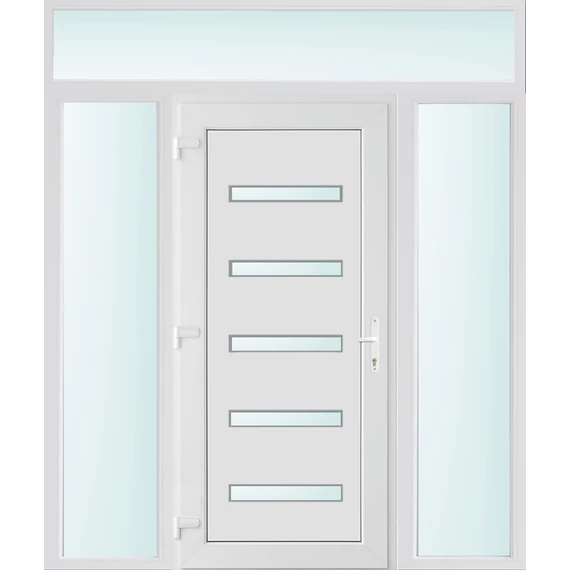 Műanyag bejárati ajtó 200x240 balos Jacksonville 5 üveges 2 rétegű üveggel és hőszigetelt panellel 5 kamrás fehér