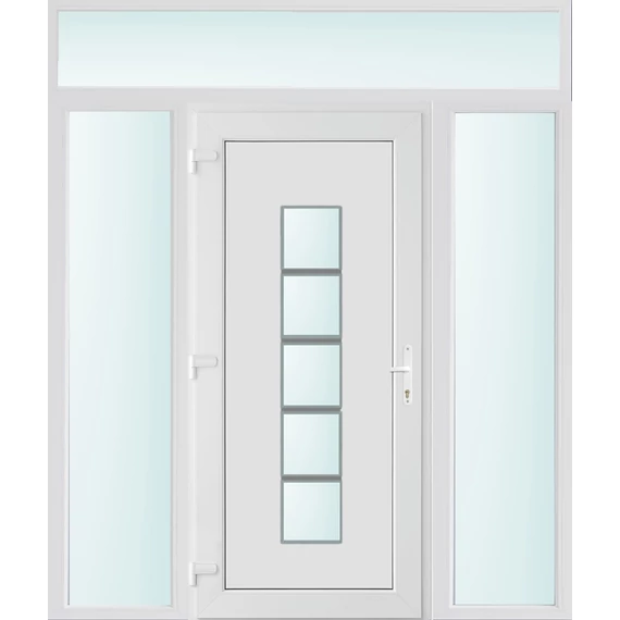 Műanyag bejárati ajtó 200x240 balos Maryland 1 üveges 2 rétegű üveggel és hőszigetelt panellel 5 kamrás fehér