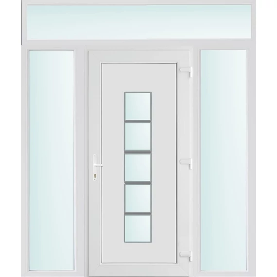 Műanyag bejárati ajtó 200x240 jobbos Maryland 1 üveges 2 rétegű üveggel és hőszigetelt panellel 5 kamrás fehér