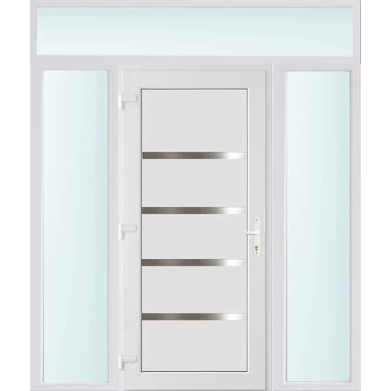 Műanyag bejárati ajtó 200x240 balos Norfolk tömör 3 rétegű üveggel és hőszigetelt panellel 5 kamrás fehér